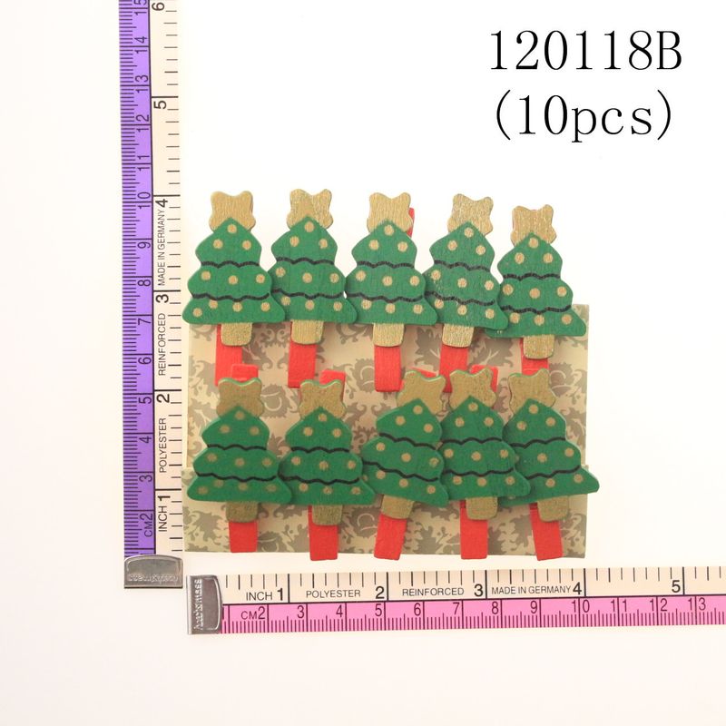 Christmas series wooden clip cute cartoon Christmas tree postcard clip Christmas decoration clip 10 PCs/bag_voghion.com