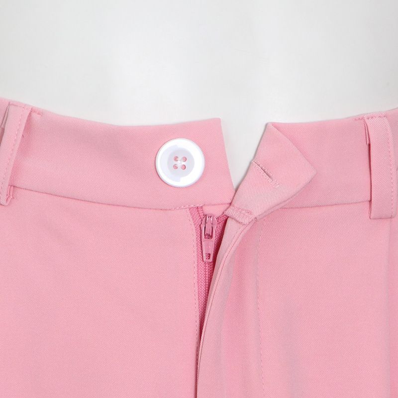 Abbigliamento da donna primavera e autunno nuovo stile tinta unita abito con cintura + pantaloni dritti a vita alta_voghion.com