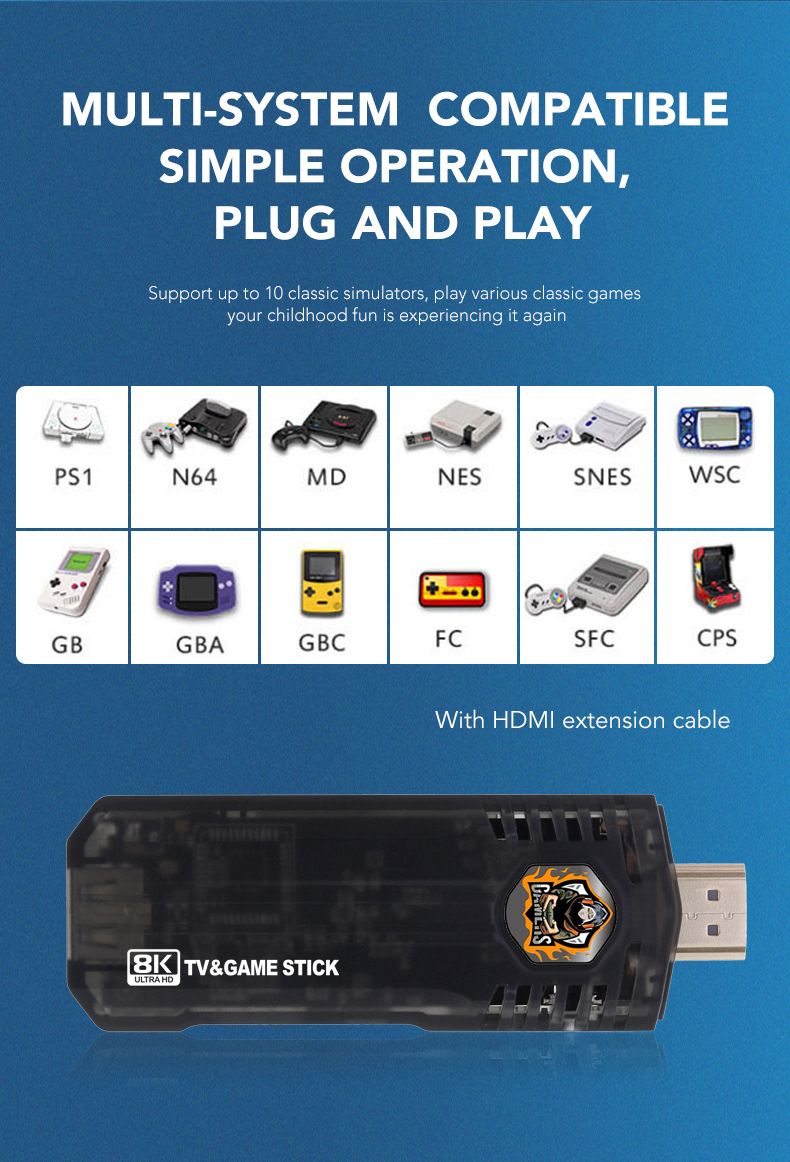 X8 Game Stick 4K 3D Games Arcade Retro Video Game Consoles Dual Controller Android 10 HD TV Dual System for Xmas Gifts_voghion.com