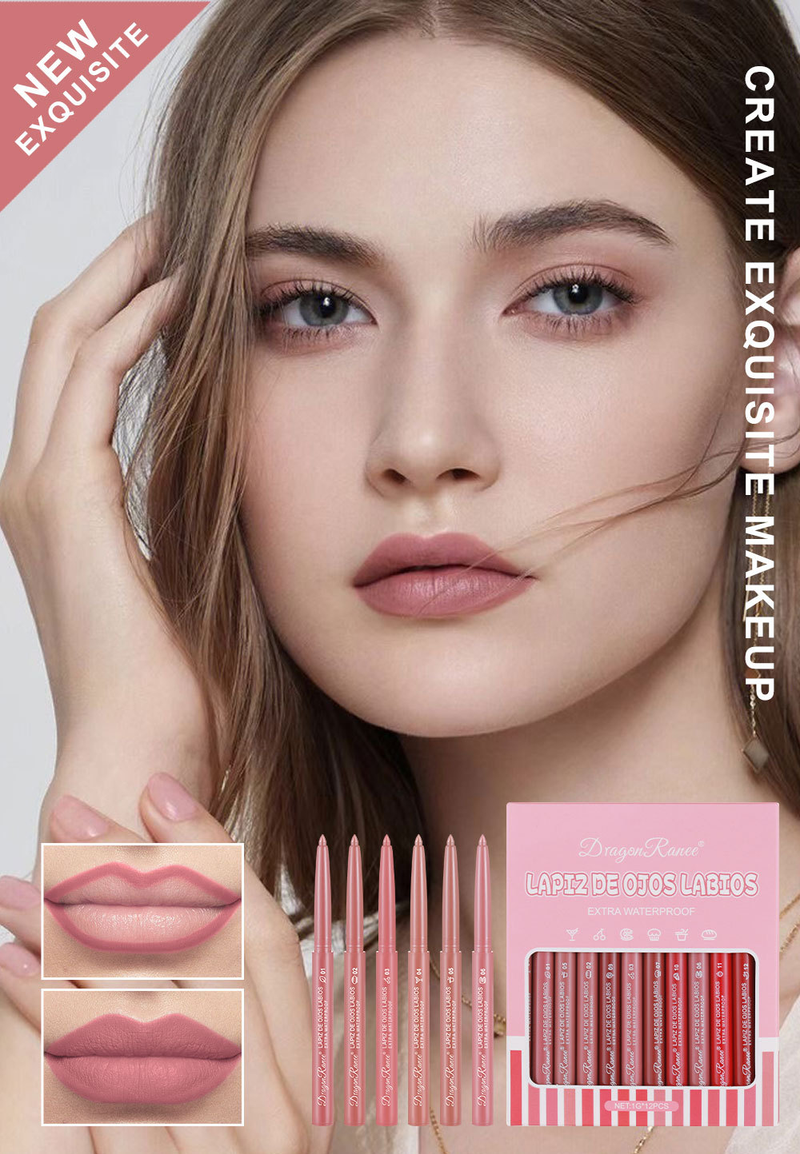 12-Piece Lipstick & Lip Liner Set For Women - Long-Lasting, Non-Fading, Matte Finish, With Beige Brown Shades Included_voghion.com