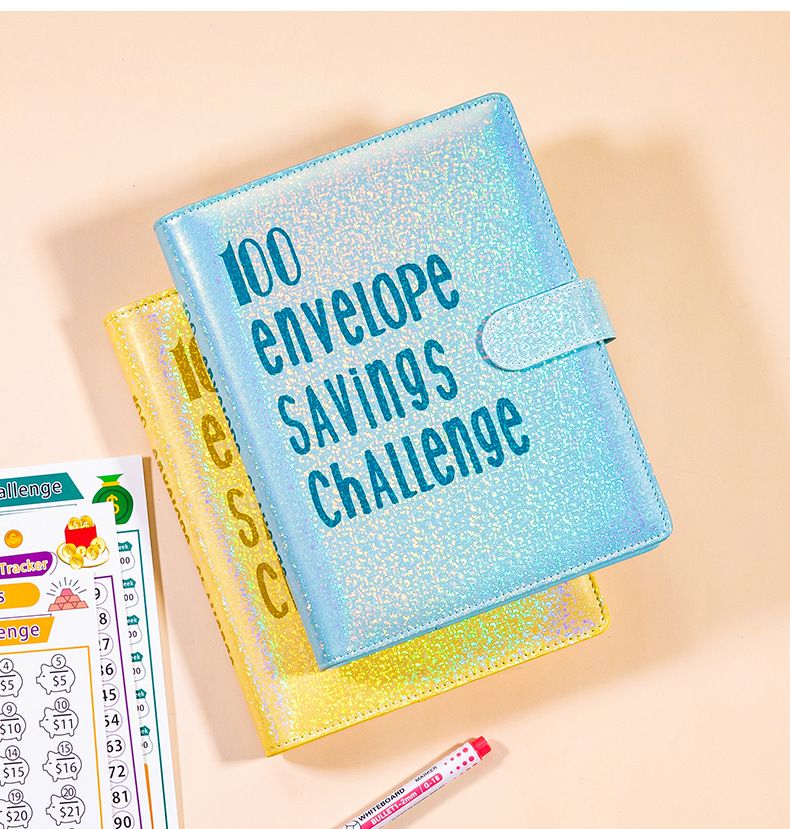 Cadernos recarregáveis A5 com folhas soltas e cadeado com senha para casais, desafio de economia de 100 dias, caderno com folhas soltas para economizar dinheiro_voghion.com