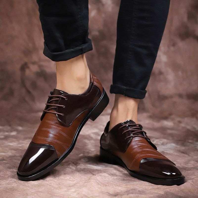 Zapatos de cuero puntiagudos de negocios para hombres de alta calidad, zapatos formales_voghion.com