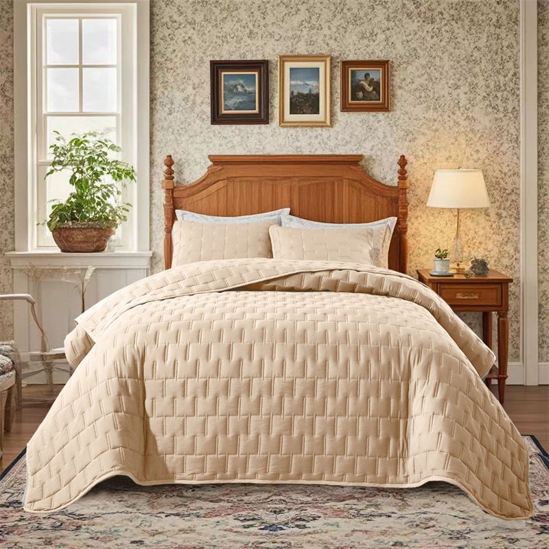 Mountain Pattern Bedspread - Premium Quilted Cover (King/Queen Size Wrinkle-Resistant Breathable Cotton Stylish Geometric Design)_voghion.com