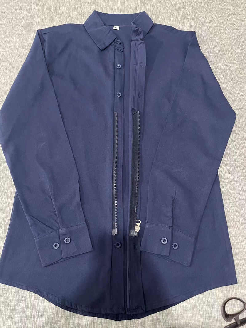 Grande chemise zippée pour homme avec boutons cachés et faux, doublure zippée en coton Oxford_voghion.com
