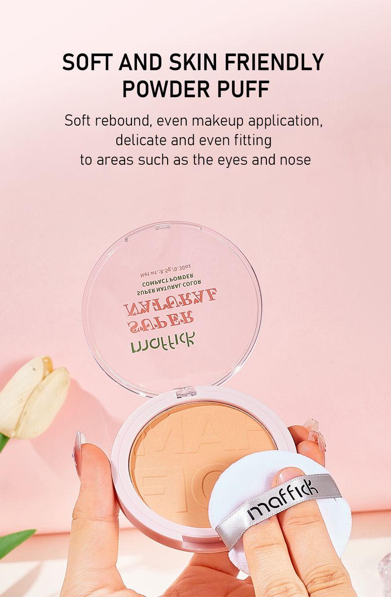 Puder MAFFICK Super Natural Compact Powder für langanhaltendes Make-up, verbessert den Teint, unsichtbare Poren und entfernt kein Make-up_voghion.com