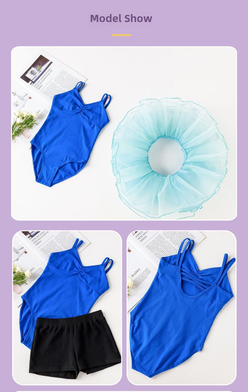 En stock, ropa de baile, ropa de práctica con eslinga, mono nuevo de verano, ropa de clasificación de baile para niños_voghion.com