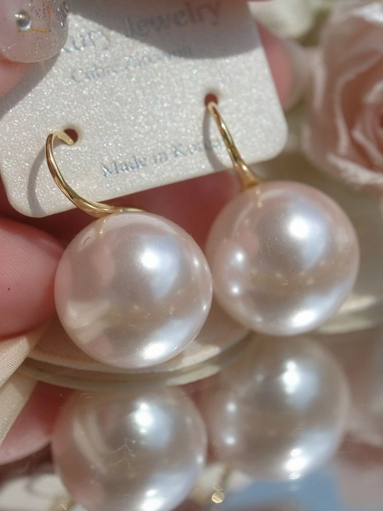 Orecchini pendenti semplici, eleganti e sofisticati, in stile coreano Dongdaemun, con grandi perle, per donne_voghion.com