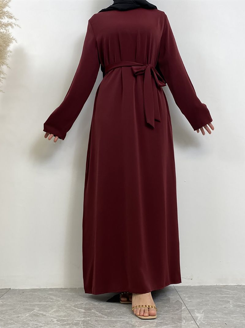 Cepli Müslüman Elbiseler İslami Günlük Sade Uzun Elbiseler Fas Kaftanı Kadın Dubai Kaftanı Ramazan Siyah İslami Abayalar_voghion.com