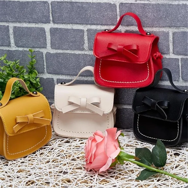 Rucksäcke Kinder Kleine Quadratische Tasche Bogen Messenger Mode Niedlich Tragbare Kleine Mädchen PU Schulter Handtaschen 220924_voghion.com