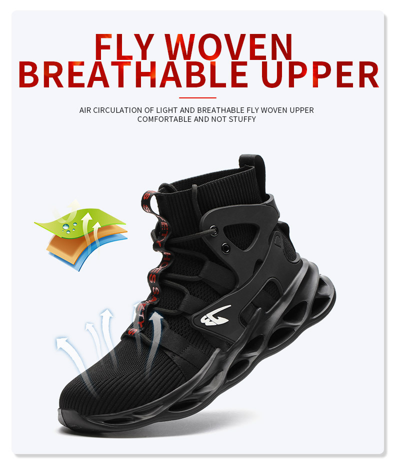 Breathable Woven Shoe For Men - Non-Slip Lace-Up Safety Work Shoe For Indutrial Contruction - Perfect For All_voghion.com