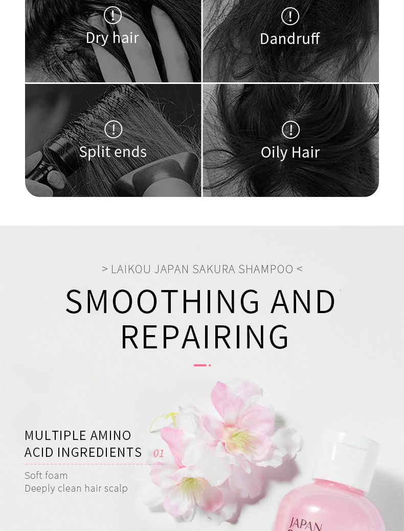 Scrubs & Bodys Treatments LAIKOU Japanese Sakura Soft Shampoo 100ml Fragrance And Glossy_voghion.com