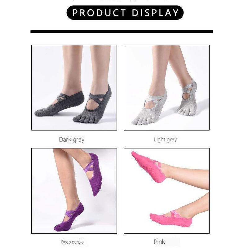 Pilates Five Finger Professional Non Slip Summer Yoga Socks_voghion.com