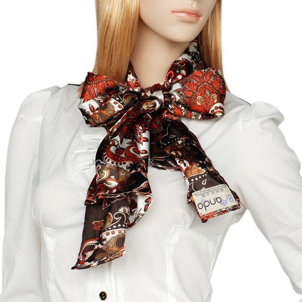 Blando Brown Distinctive Stylish Paisley Pattern Fashion Soft Natural Silky Scarf/Wrap/Shawl(Small)_voghion.com