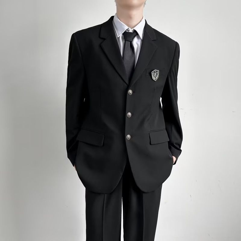 Trendy new suit men's top loose jacket men's spring and autumn versatile casual suit uniform_voghion.com