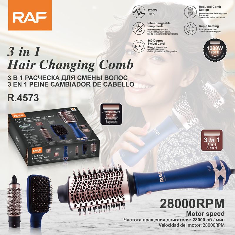 RAF EU Standard 3 in 1 Pettine ad aria calda Asciugacapelli a ioni negativi Ferro arricciacapelli multifunzionale Strumento per lo styling dei capelli_voghion.com