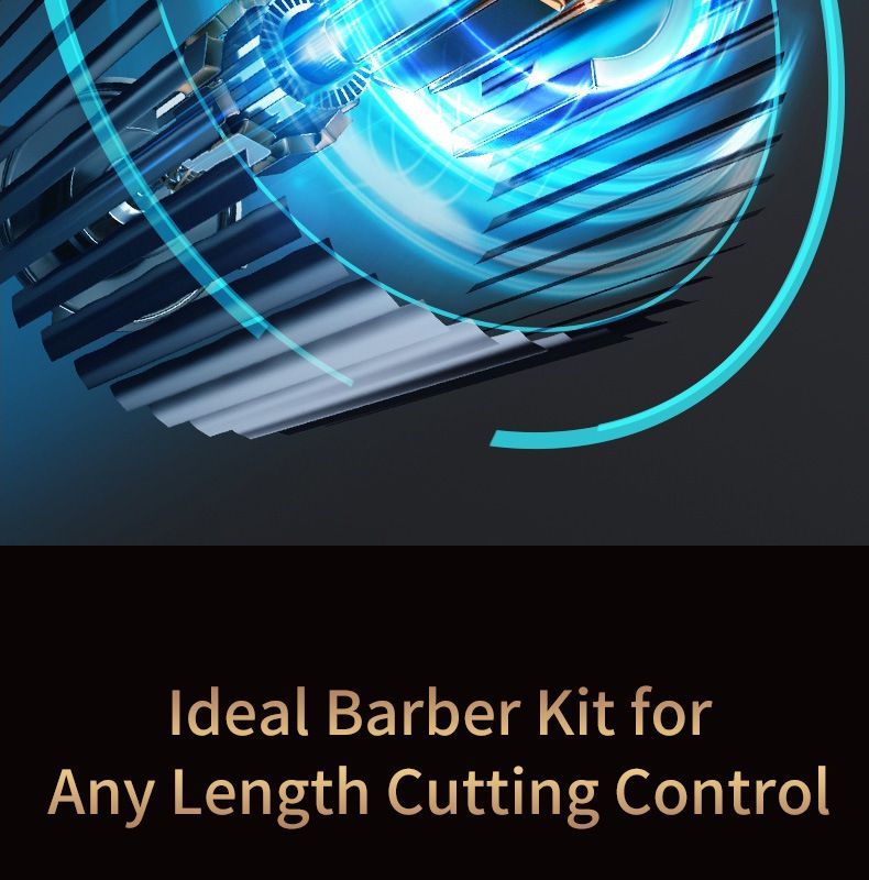 Professional Electric Clipper, LCD Battery & Length Display, 5 Guide Combs Cordless 120min Use_voghion.com