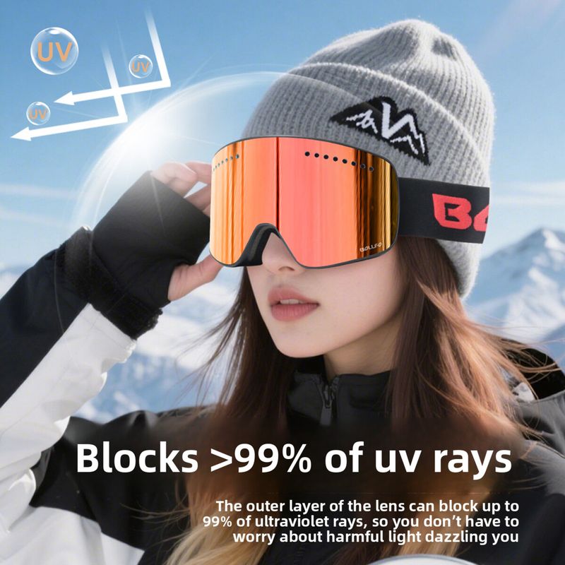 Magnetic Flip Cover Ski Men, Double Layer Anti-Fog Snow Goggles, UV Protection, Dustproof Mountaineering Goggles For_voghion.com