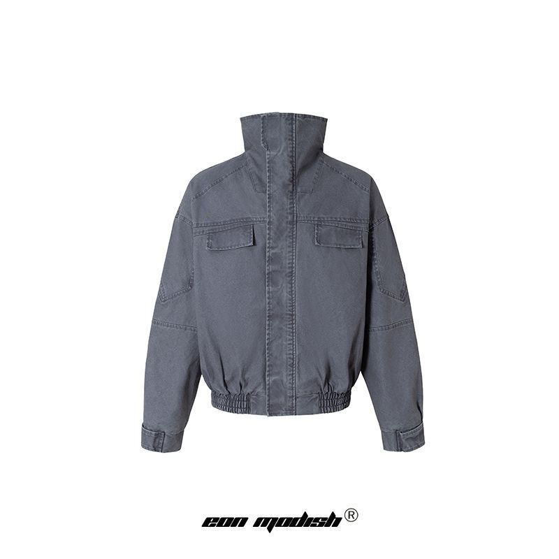 Eon Modish 25 Autumn New American Fashion High Street Stand Collar Structured Line Jacket Coat_voghion.com