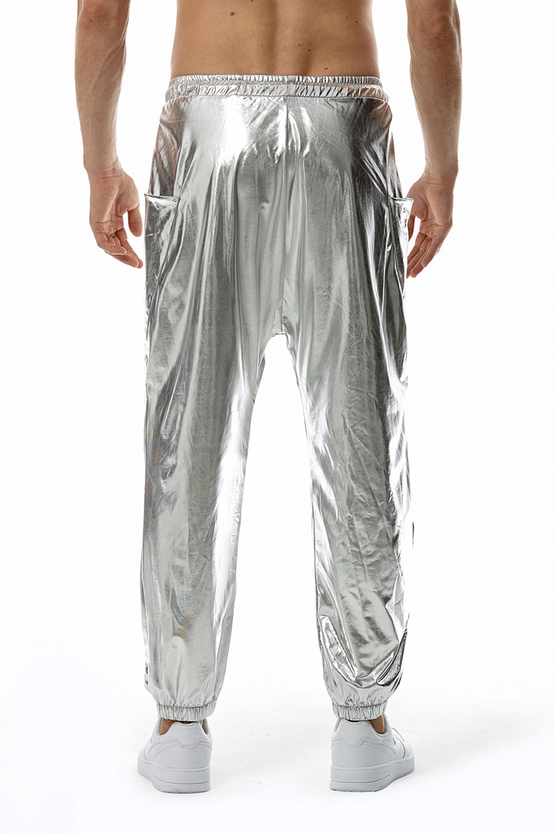 MERCURY Herren Metallic glänzende Jogginghose Disco Party elastische Hose K55_voghion.com