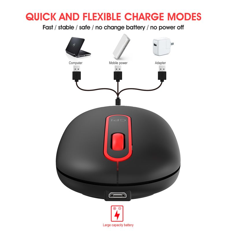 T15 2,4G wiederaufladbare kabellose Maus mit leisem Design, 500 mAh, geeignet für Bürospiele_voghion.com