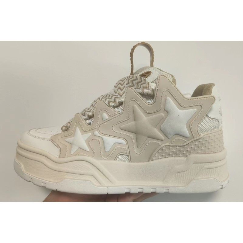 Crema bianca, riso, stelle bianche, design di nicchia del pane, nuove scarpe da uomo e da donna 2025, sneaker versatili da coppia_voghion.com