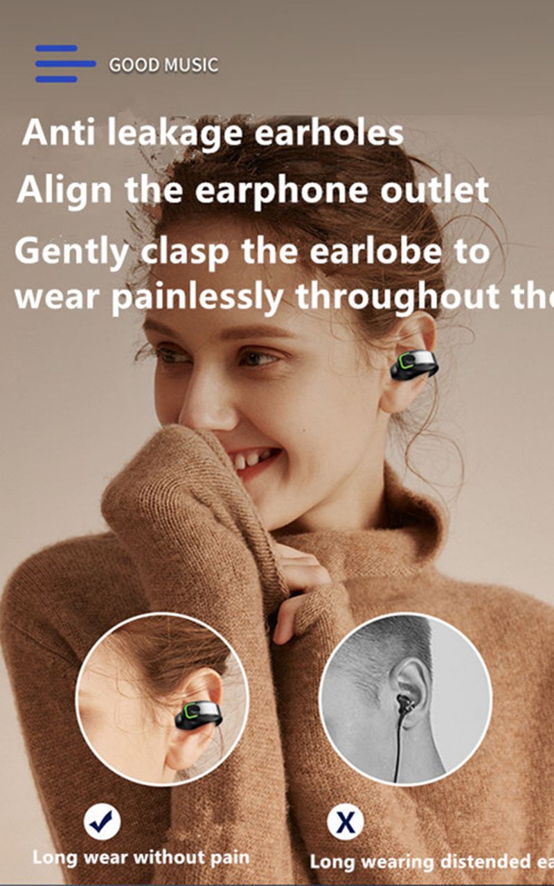 GD28 Single-ear Clip TWS Headphones BT5.3 Ear Clip Lightweight Business Sports Game Headphones with Microphone Noise Reduction_voghion.com