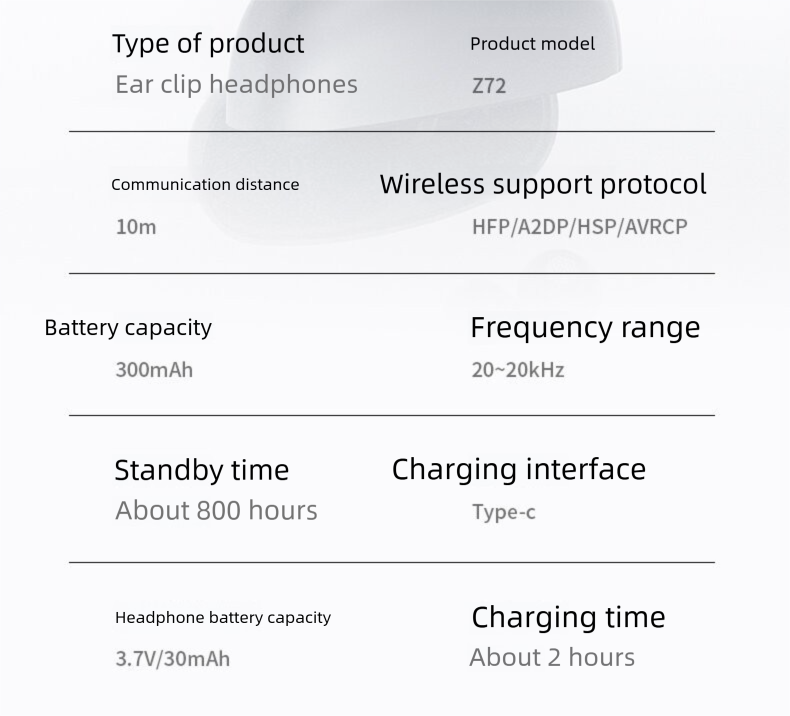 Auriculares Bluetooth Z72 con traducción simultánea de IA en tiempo real, inalámbricos, con clip, cómodos de llevar, batería de larga duración_voghion.com