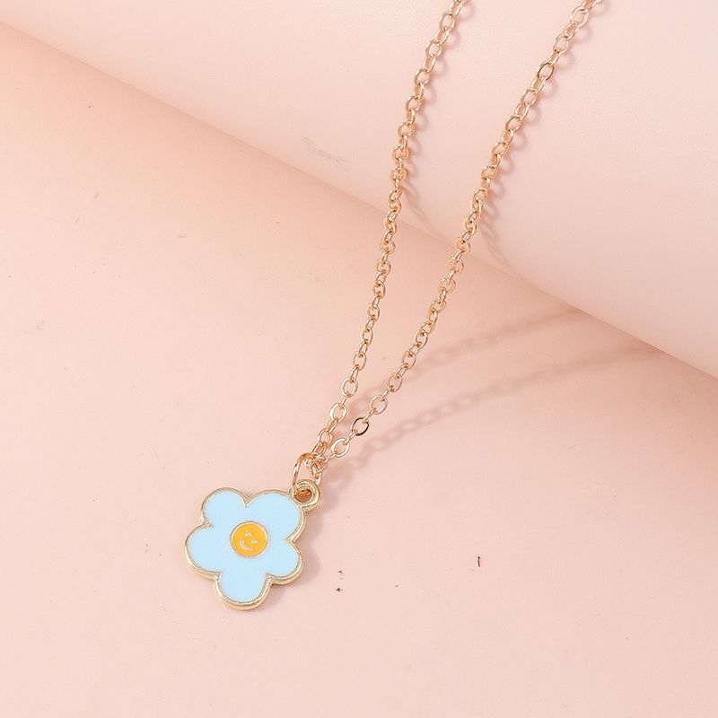 1 pz. Collana con sorriso smaltato adorabile per donne, collane con ciondolo a forma di fiore colorato, orecchini, ragazze, bambini, regali di compleanno_voghion.com