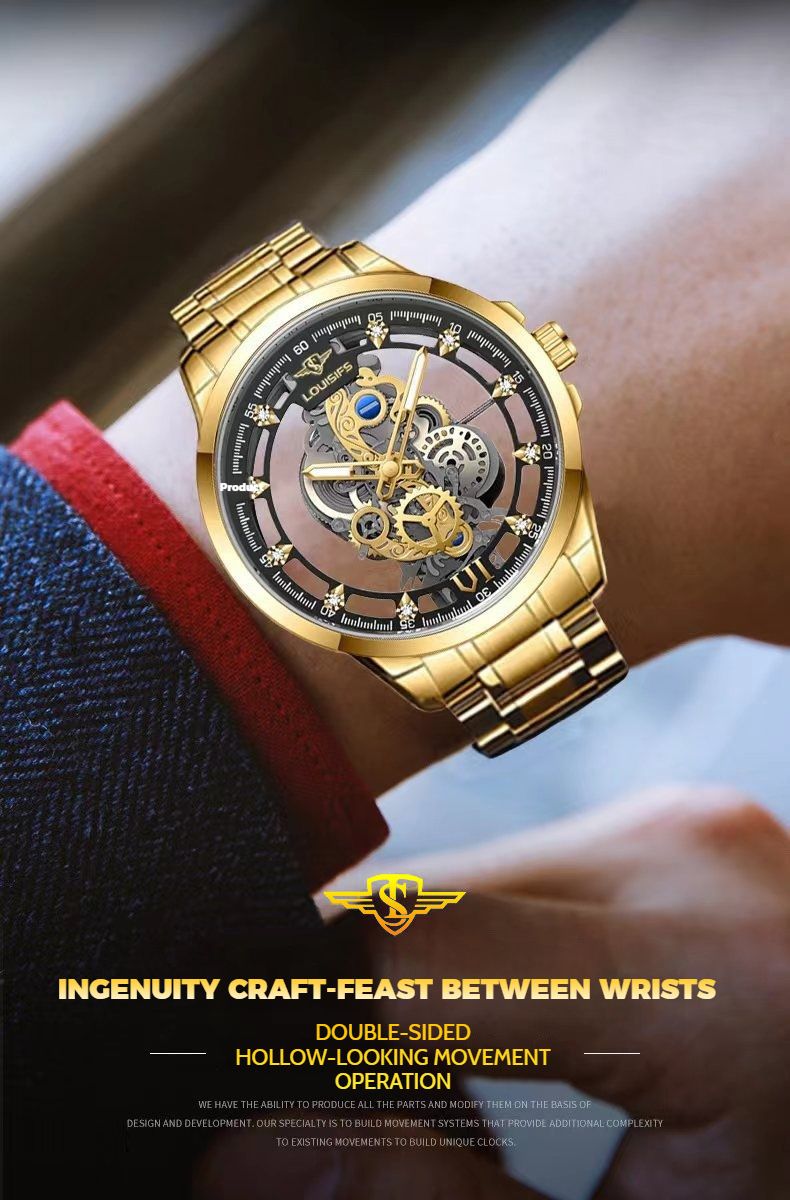 Men's Luxury Quartz Watch With Luminous Hands, Moon Phase & Day Display - Stainless Steel Case Band - Mineral Crystal Glass Elegant Business Timepiece_voghion.com