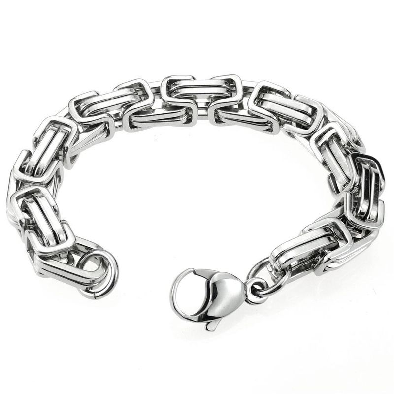 Bracciale da uomo in acciaio inossidabile con catena solida originale di colore da 10 mm di larghezza_voghion.com