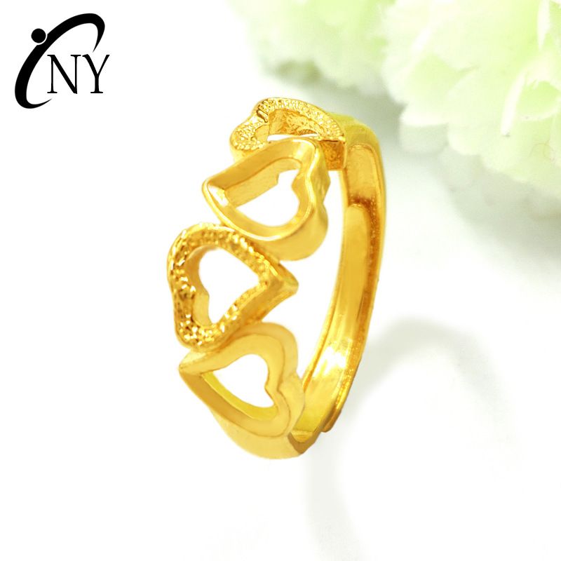 Brass Jewelry Women, Hollowed Out Connected And Open Mouth, Four Heart Ring For Women_voghion.com