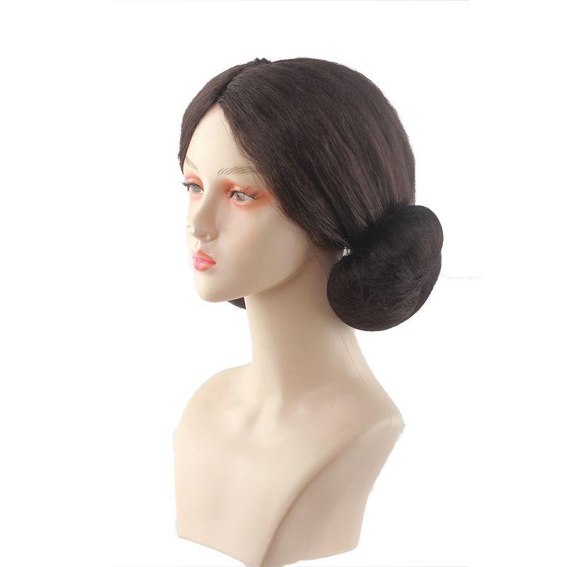 Star Wars Einteiliges Haarpaket Prinzessin Leia Cosplay Perücke Braun Doppelt Gehärtetes Kugelkopf Halloween Perücke_voghion.com