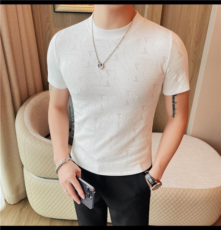 Live Supply 2024 Summer Men's Short-sleeved T-shirts, Trendy Men's Half-height Round Neck Casual Half-sleeve Printed T-shirts_voghion.com