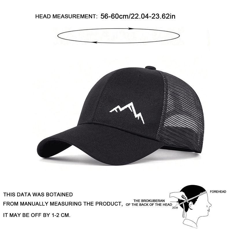 Gorras de red de béisbol con bordado de montaña unisex, sombreros informales ajustables para primavera y verano, sombrero con protección solar_voghion.com