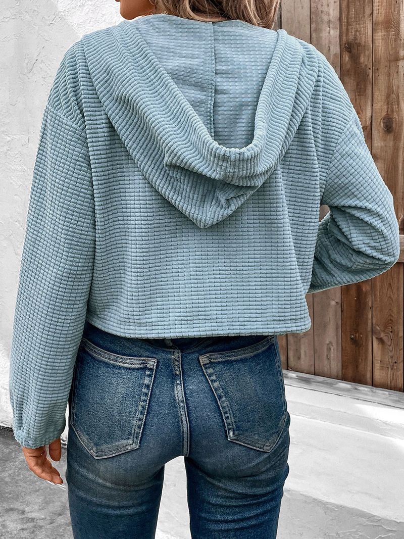 2025 Yeni Avrupa Tarzı Çok Yönlü Rahat Tembel Uzun Kollu Dokulu Kapüşonlu Düz Renk Kadınlar İçin Ceket_voghion.com