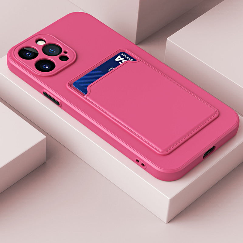 Soft Card Holder Luxury Case For Case For iPhone 14 13mini 12 11 Pro Max X XR XS MAX 7 8 Plus SE2 3 Silicone Solid Color Cover_voghion.com