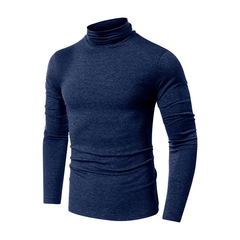 Herren-T-Shirt mit hohem Halsausschnitt und schmaler Passform, langärmliges Thermo-Basishemd aus weichem, gebürstetem Polyester, einfarbig, lässiges Oberteil für alle Jahreszeiten_voghion.com