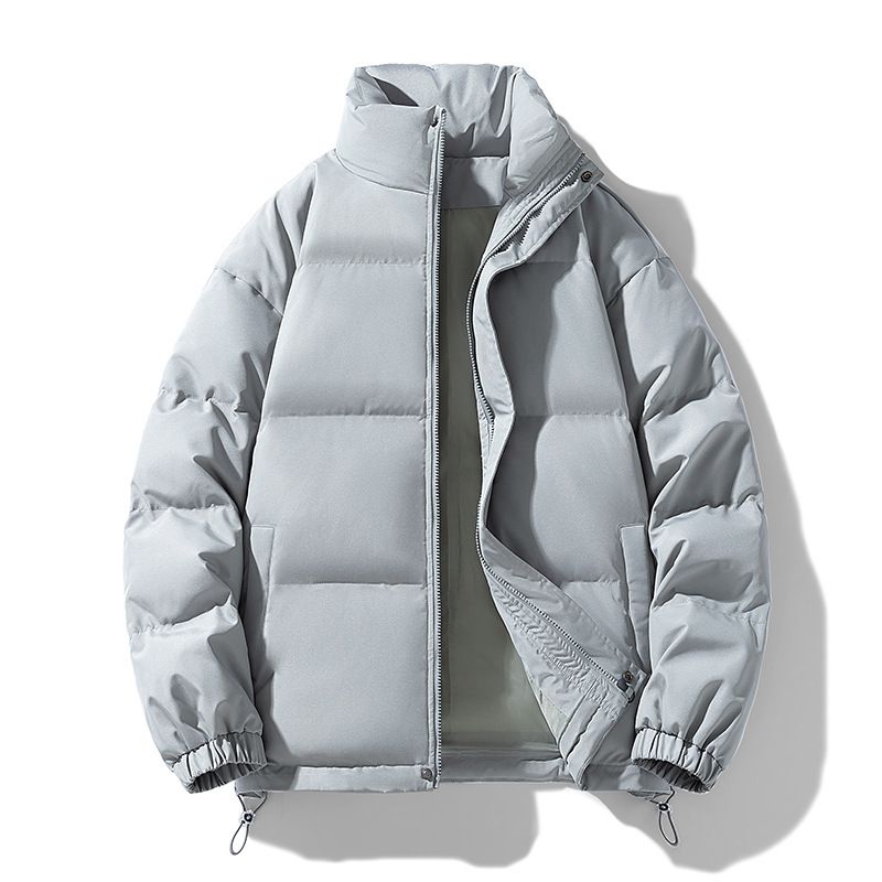 Solid Color Stand Collar Down Cotton For Men And Women 2024 New Winter Thickened Warm Trendy Casual Couple Puffer Jacket_voghion.com