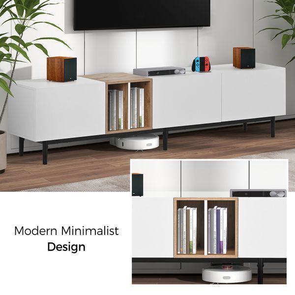 Modern TV Stand For 80'' TV With 3 Doors, Media Console Table, Entertainment Center With Large Storage Cabinet For Living Room, Bedroom_voghion.com