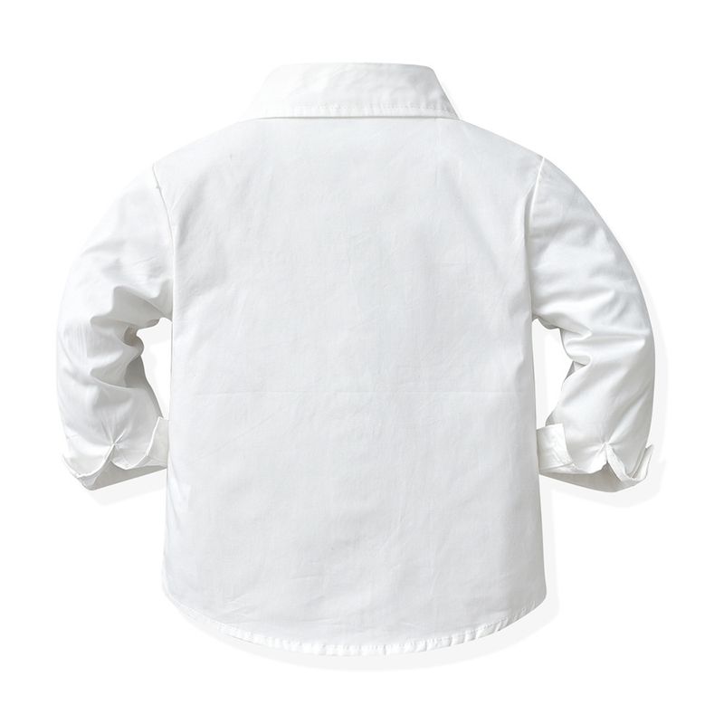 Kinderkleidung neues Kleid für einen einjährigen Jungen mit langärmeligem weißem Hemd und Overall für den Kindertag, Leistung für Jungen im Frühjahr, Kinderkleidungsanzug_voghion.com