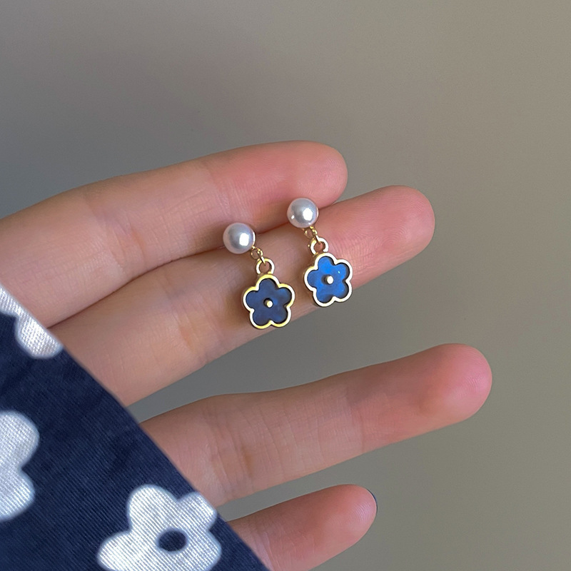 Orecchini pendenti a forma di cuore con perle in argento coreano 2025, nuovi, alla moda, eleganti e semplici, per le donne_voghion.com