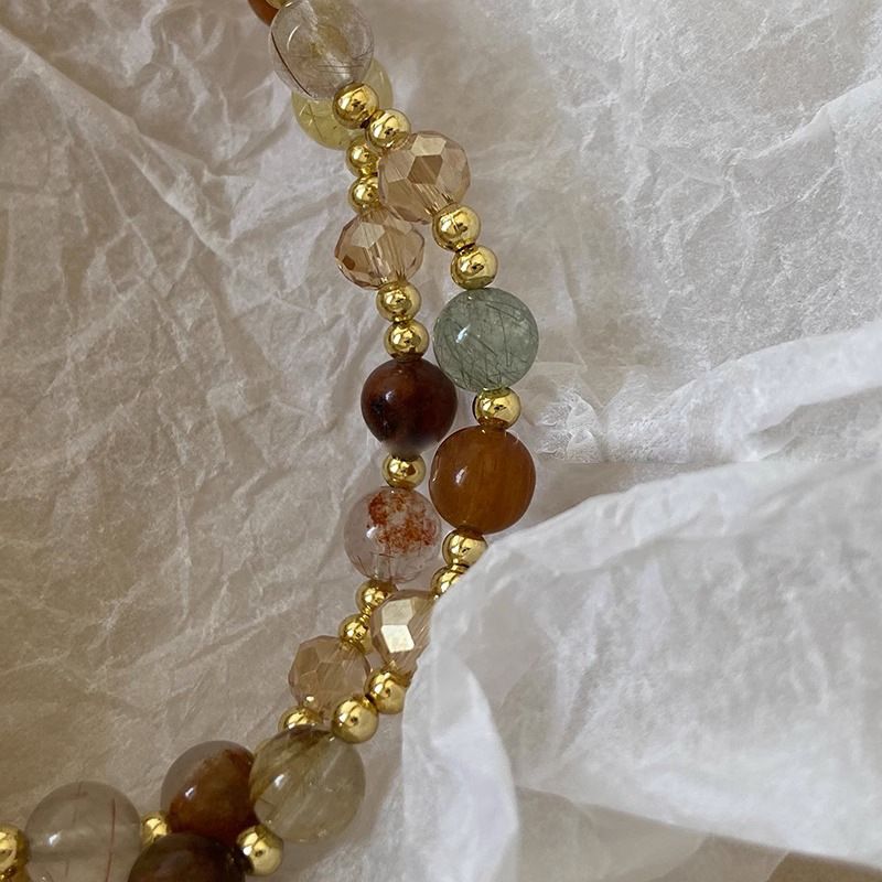 Double layer natural stone pearl beaded bracelet for women Light luxury retro stacking bracelet ins niche design hand jewelry_voghion.com