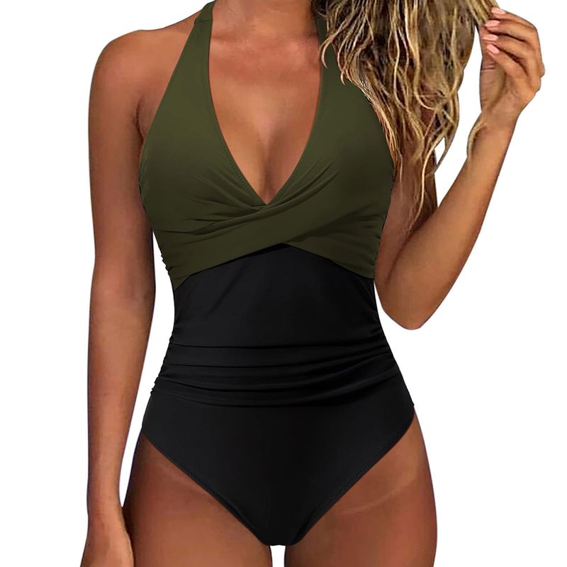 Maillot de bain une pièce pour femme avec sac croisé et lacets multicolores dos nu_voghion.com