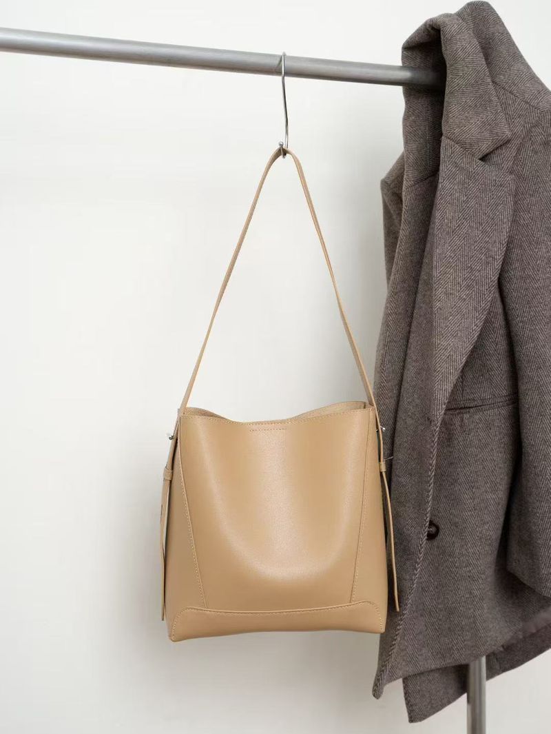 Borsa a secchiello Gefini da donna, grande capacità, leggera in vera pelle, nuovo modello 2025, borsa a tracolla con una sola spalla,_voghion.com