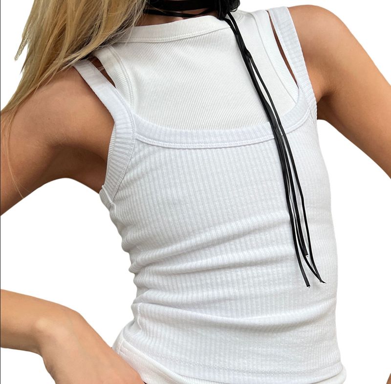 Women's Clothing New Knitted Pure Desire Camisole Vest Inner Wear Slim Hot Girl Y2_voghion.com