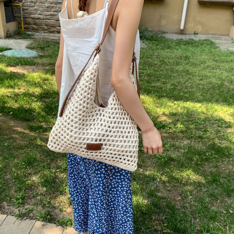 Borsa a tracolla versatile da spiaggia, da donna, per le vacanze, in paglia, di grande capacità, alla moda e alla moda_voghion.com