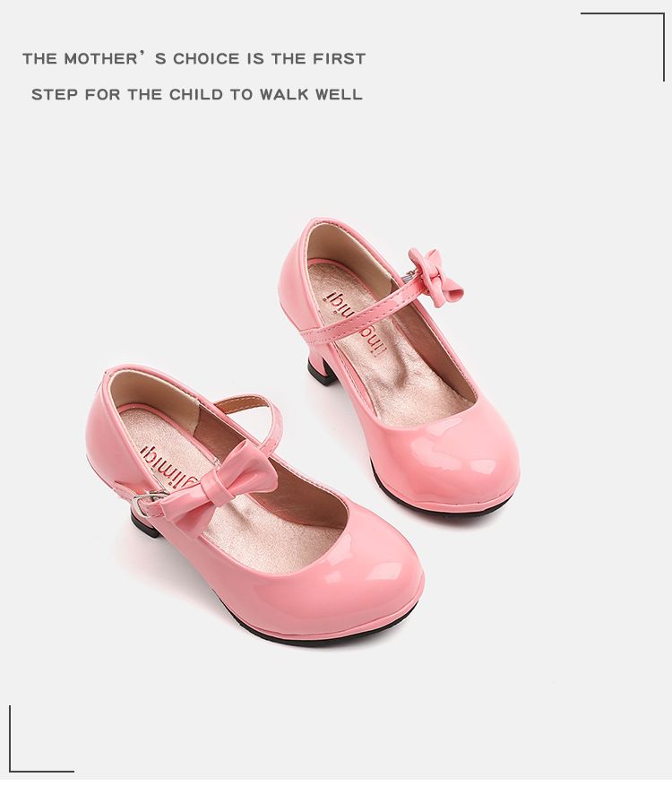 Chaussures de princesse à talons hauts pour filles, modèles printemps et automne 2024, chaussures de danse rouges pour enfants de taille moyenne et grande, petites chaussures en cuir_voghion.com