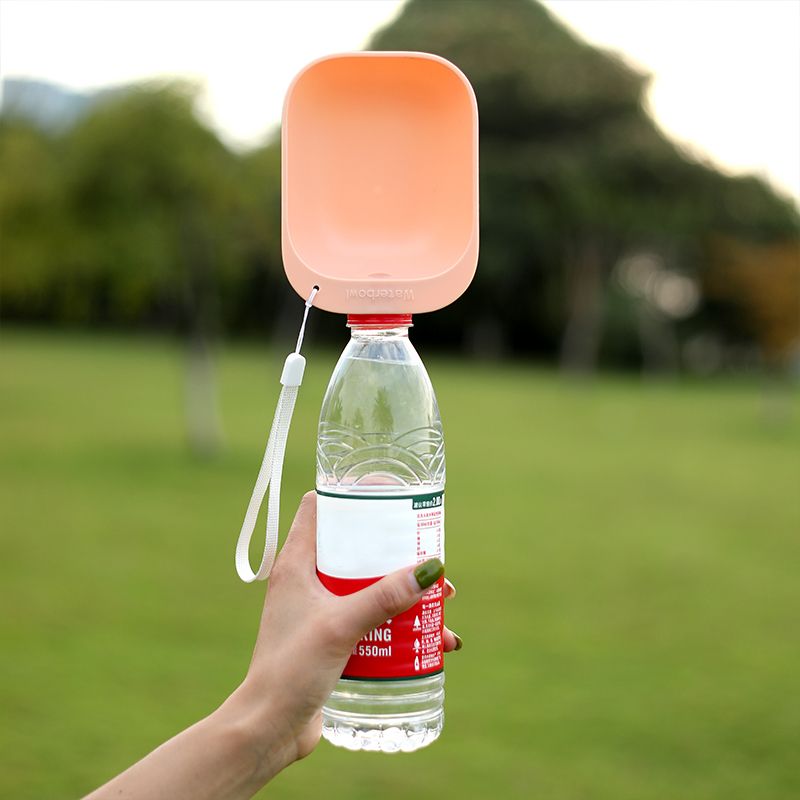 Plastic Water Bottle With Two Bowls For Dogs_voghion.com
