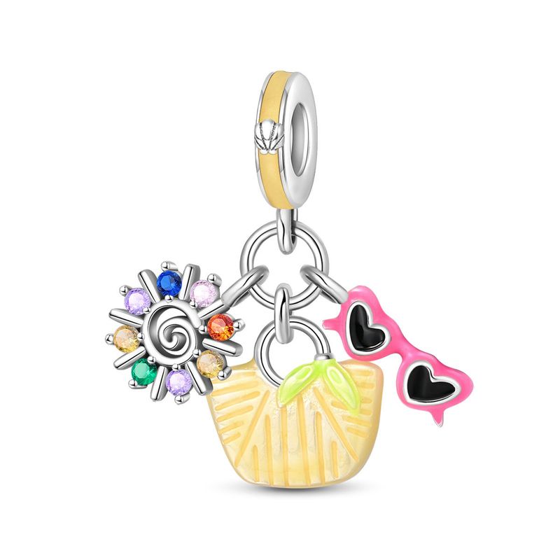 Women's Jewelry Travel Style Summer Cocktail Bag Charm Beads DIY Jewelry Accessories Bracelet Copper Plated Silver_voghion.com