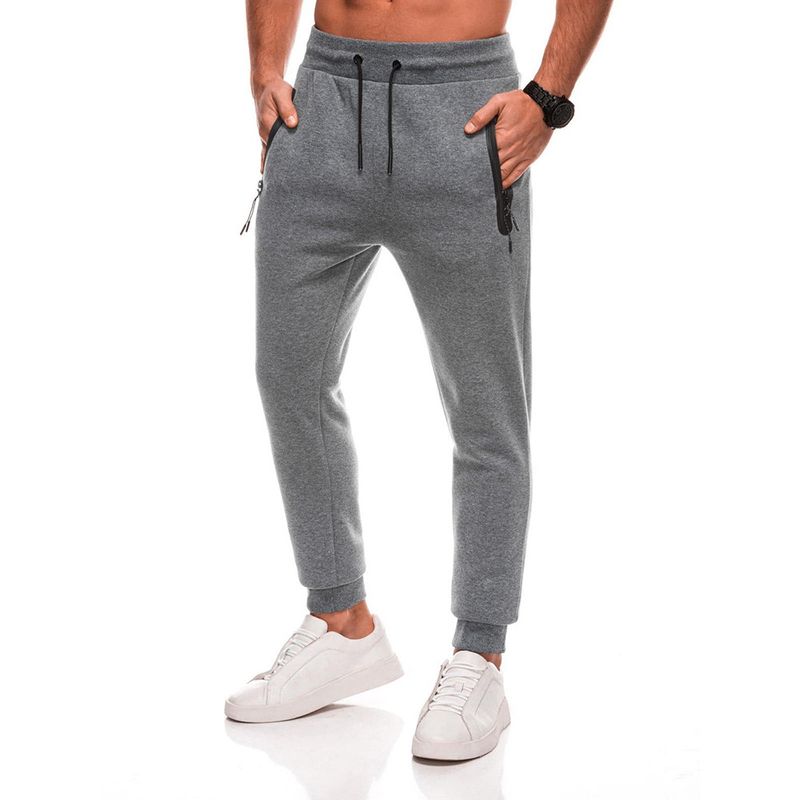 Men's Slim-Fit Jogger Pants – Polyester Workout & Running Trousers With Drawstring Waist (Black/Charcoal/White, S-XXXL)_voghion.com